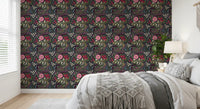 Enchanted Midnight Folk Floral Wallpaper Wallpaper⁠