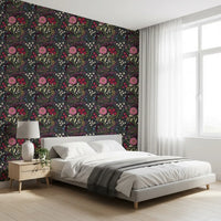 Enchanted Midnight Folk Floral Wallpaper Wallpaper⁠