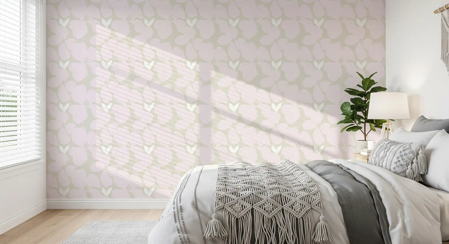 Serene Blush Blossom Floral Wallpaper Wallpaper⁠