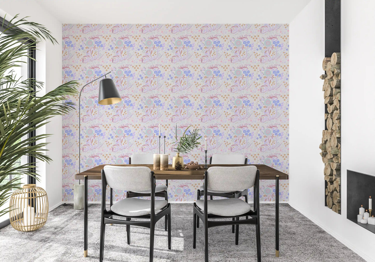 Whimsical Pastel Meadow Floral Wallpaper Wallpaper⁠