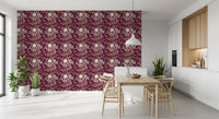 Midnight Wildflower Meadow on Red Wallpaper⁠
