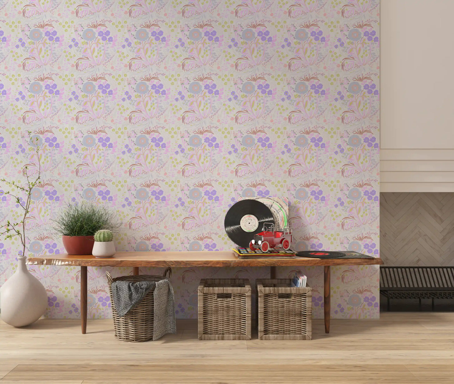Whimsical Pastel Meadow Floral Wallpaper Wallpaper⁠