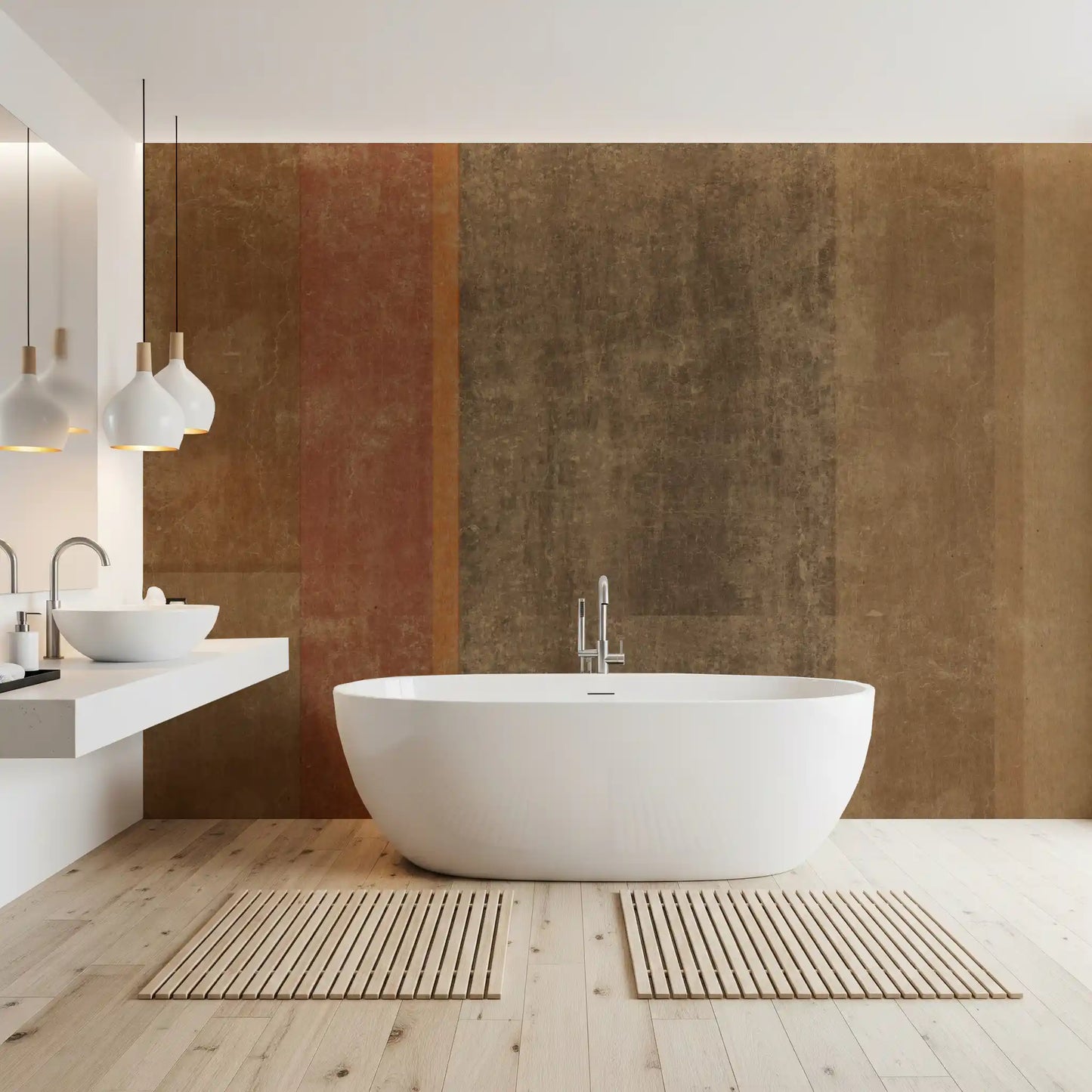 Rustic Earth Tones Color Block Wallpaper Wall Mural