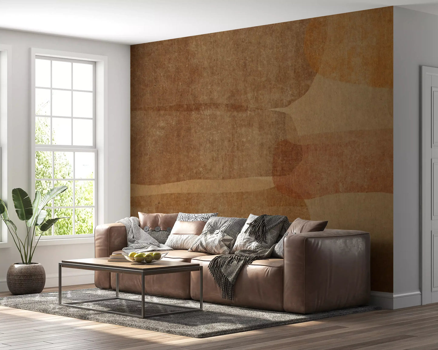 Earthy Terracotta Abstract Layered Wall Mural Wall Mural