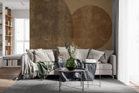 Earthy Geometrics Textured Circles Wall Mural Wall Mural