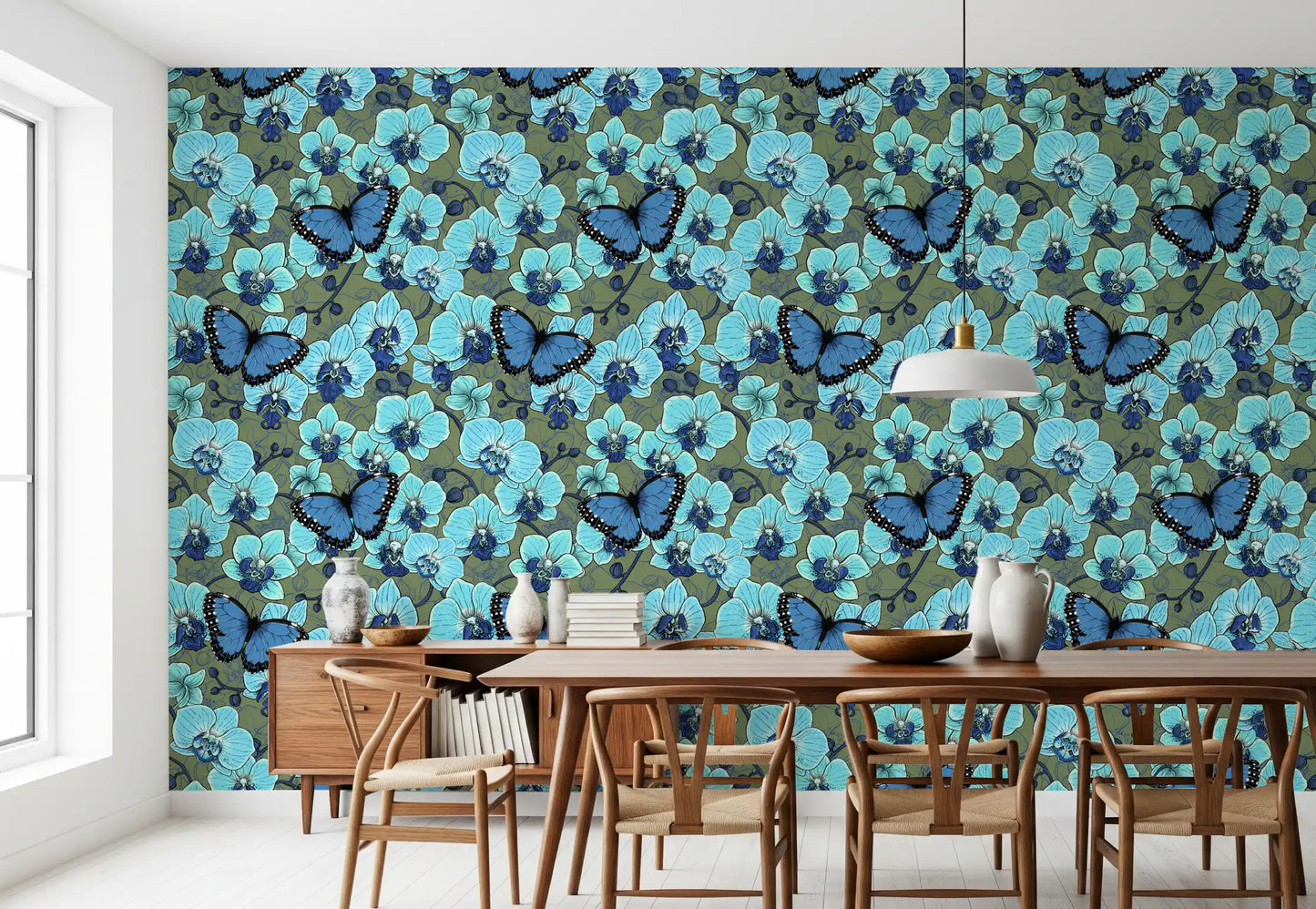 Botanical Orchid Garden with Butterflies 4 Wallpaper⁠