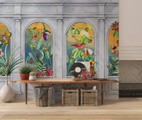 Vintage Tropical Colonnade Mural Wall Mural