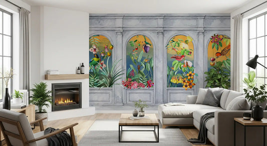 Vintage Tropical Colonnade Wall Mural