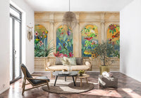 Vintage Archway Tropical Birds Mural Wall Mural