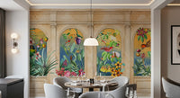 Vintage Archway Tropical Birds Mural Wall Mural