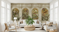 Classical Colonnade and Exotic Botanical Garden Wallpaper Wall Mural