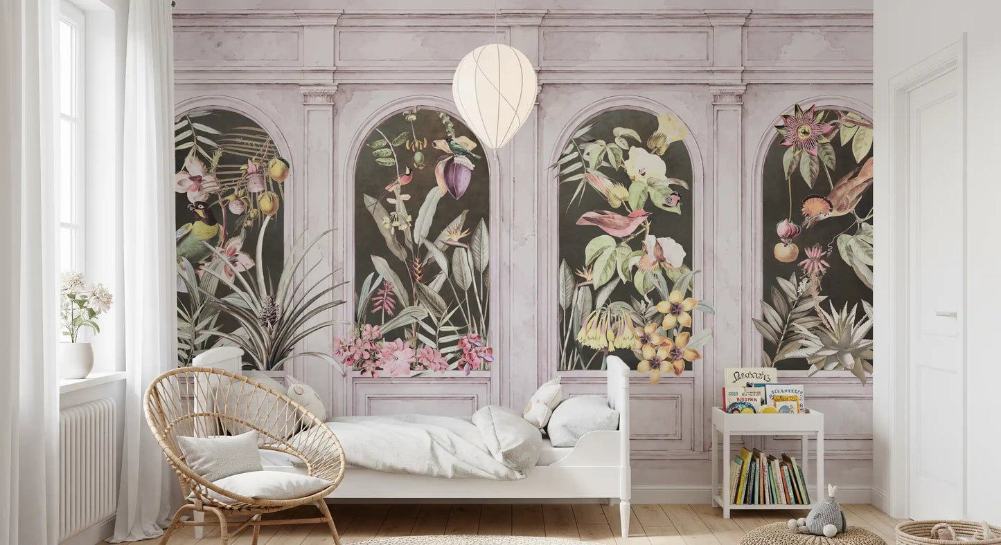 Vintage Architectural Botanical Arches Wall Mural