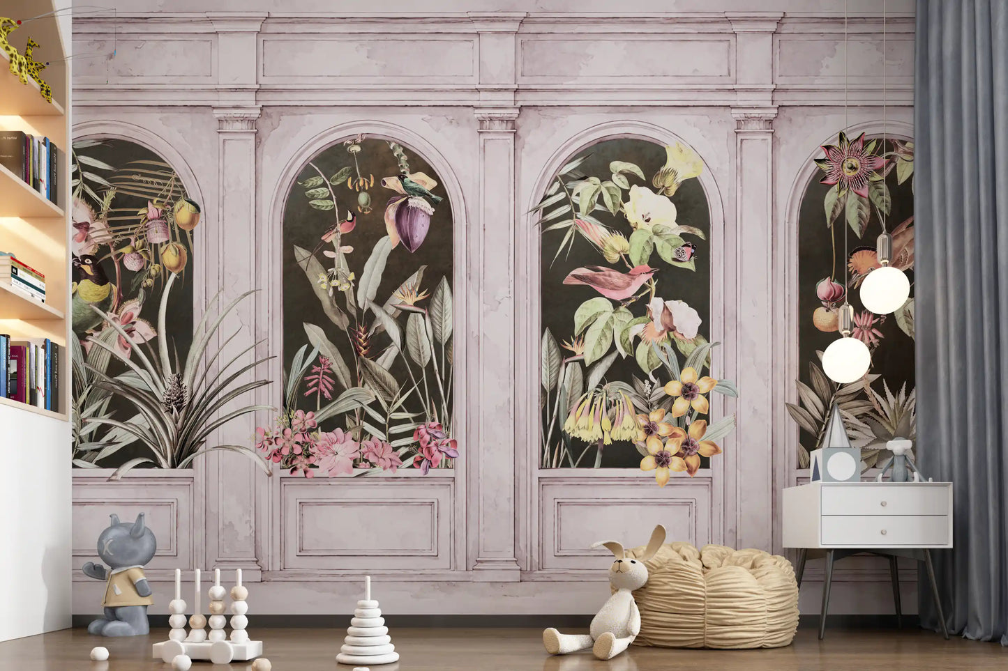 Vintage Architectural Botanical Arches Wall Mural
