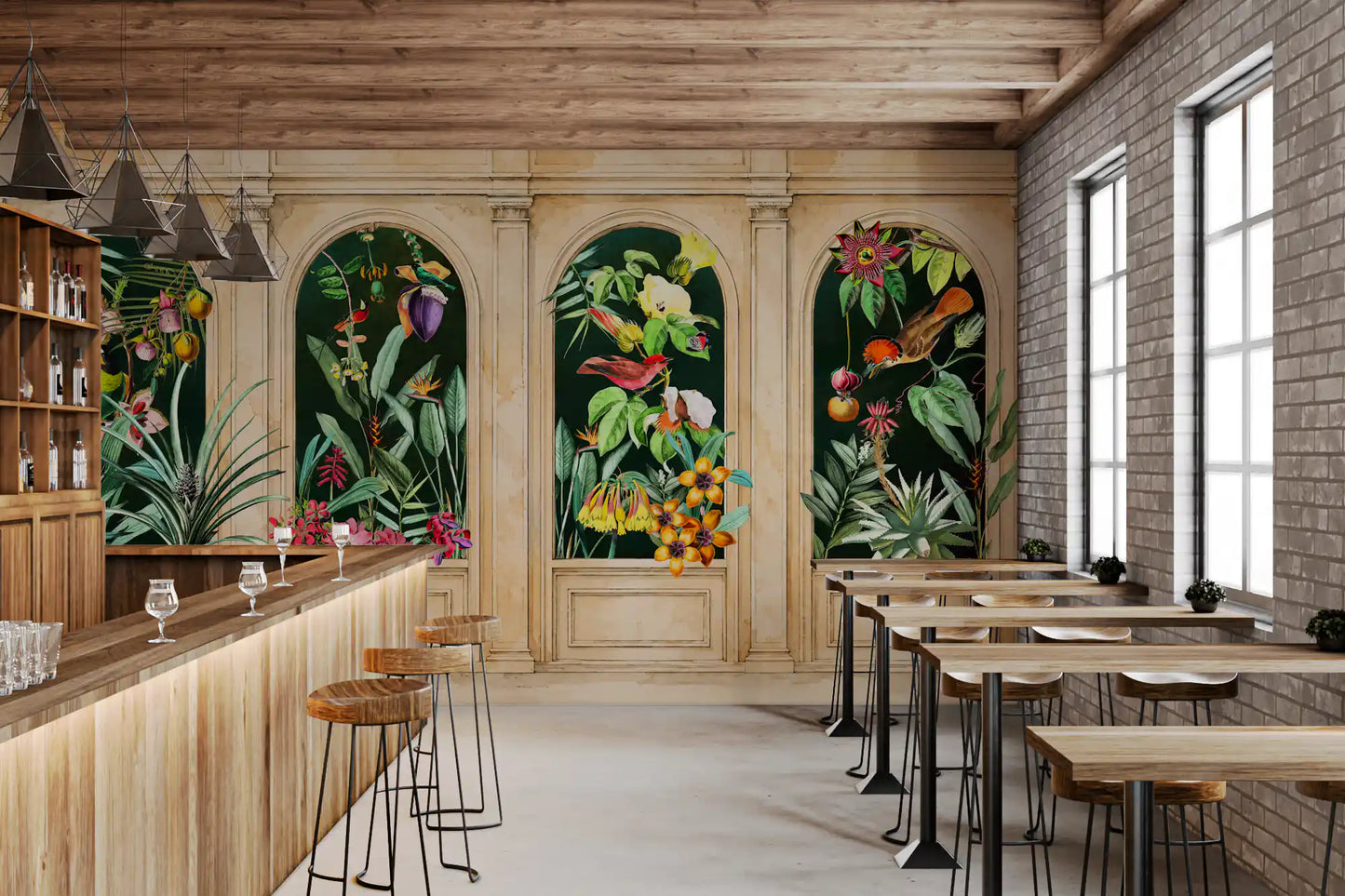 Classical Archways Exotic Botanical Wall Mural Wall Mural