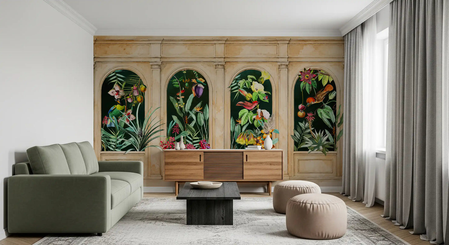 Classical Archways Exotic Botanical Wall Mural Wall Mural