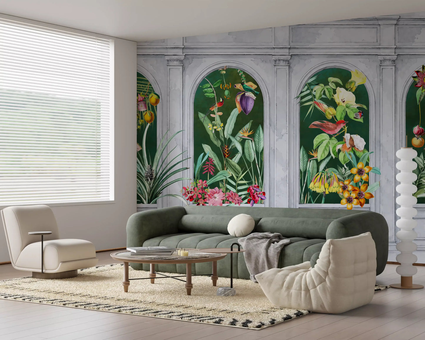 Orangerie Arches Tropical Botanical Wall Mural Wall Mural