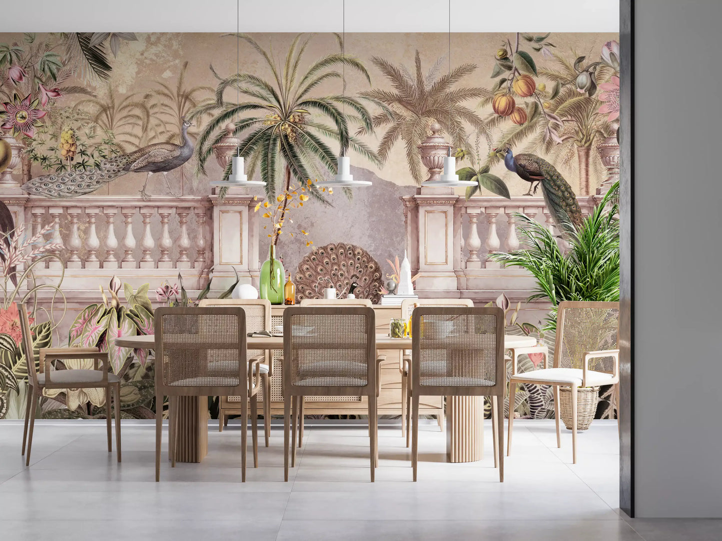 Royal Peacock Garden Mural Wallpaper Wall Mural