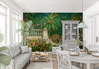 Majestic Peacock and Tropical Balustrade Wall Mural Wall Mural