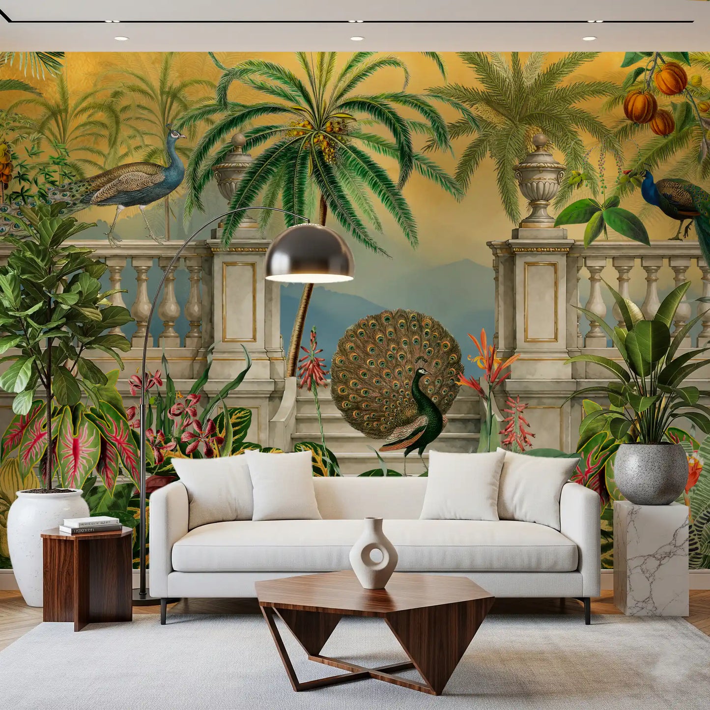 Imperial Peacock Terrace Tropical Wall Mural Wall Mural