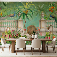Vintage Peacock Palace Tropical Garden Wall Mural Wall Mural
