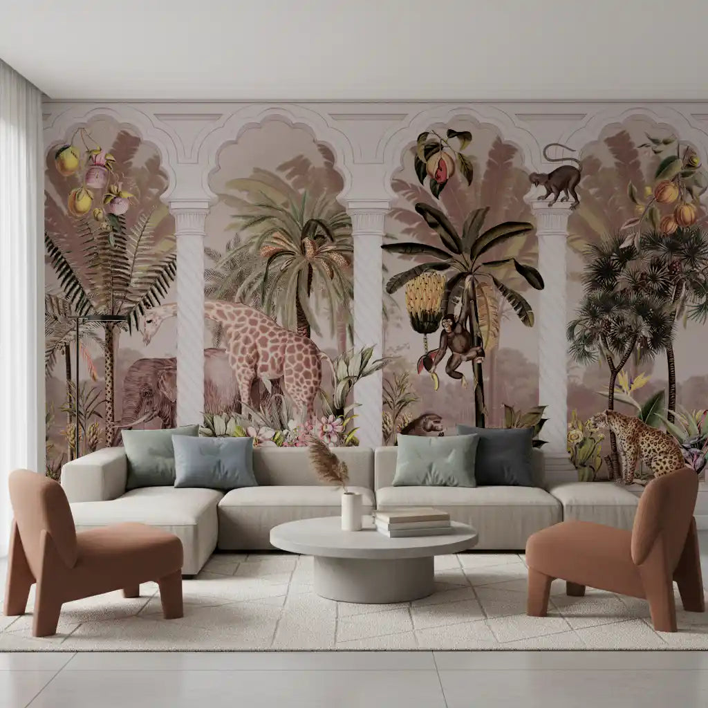 Mughal Colonnade Safari Jungle Wallpaper Wall Mural