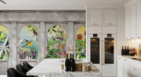 Vintage Archways and Tropical Birds Scenic Wallpaper Wall Mural