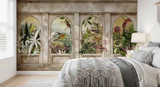Vintage Parrot Arches Wall Mural