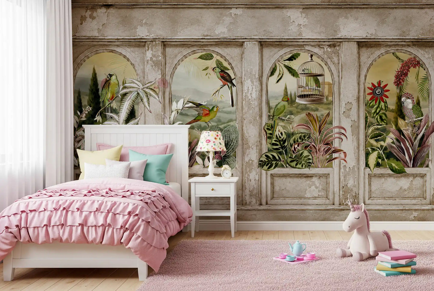 Vintage Parrot Arches Wall Mural Wall Mural