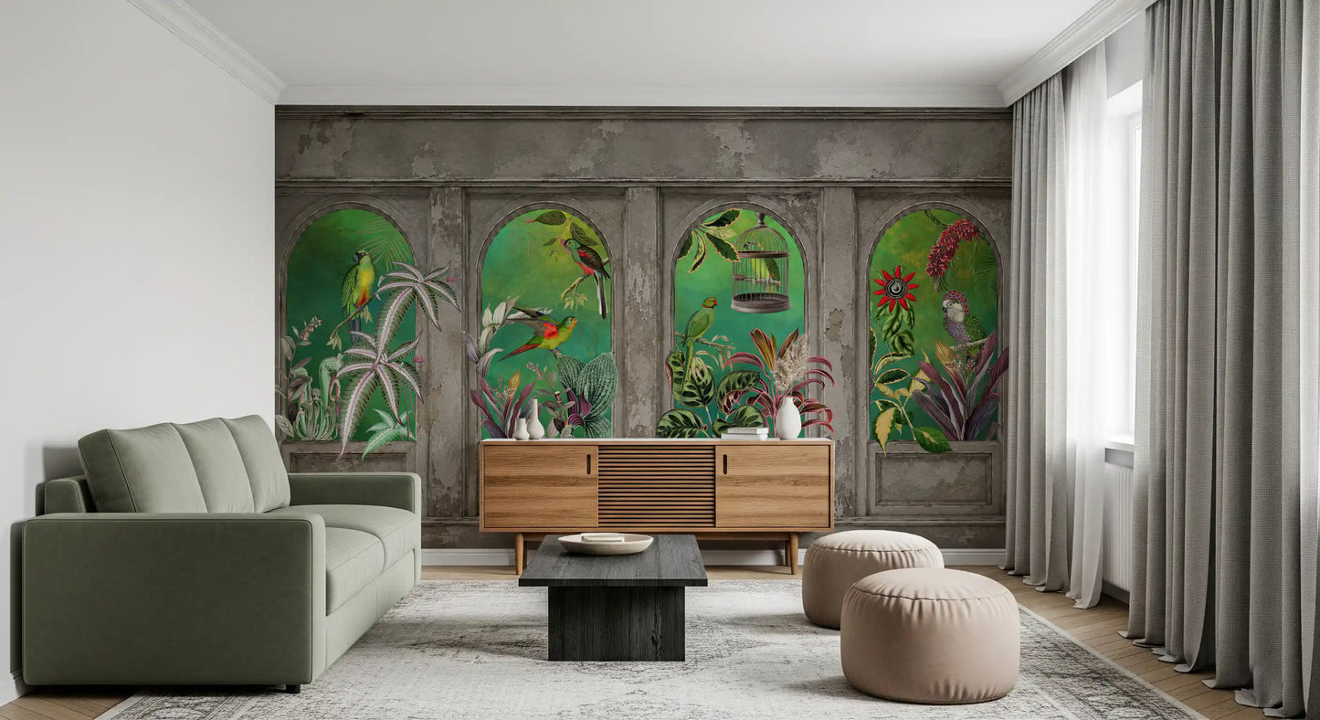 Vintage Tropical Arches Wallpaper Wall Mural