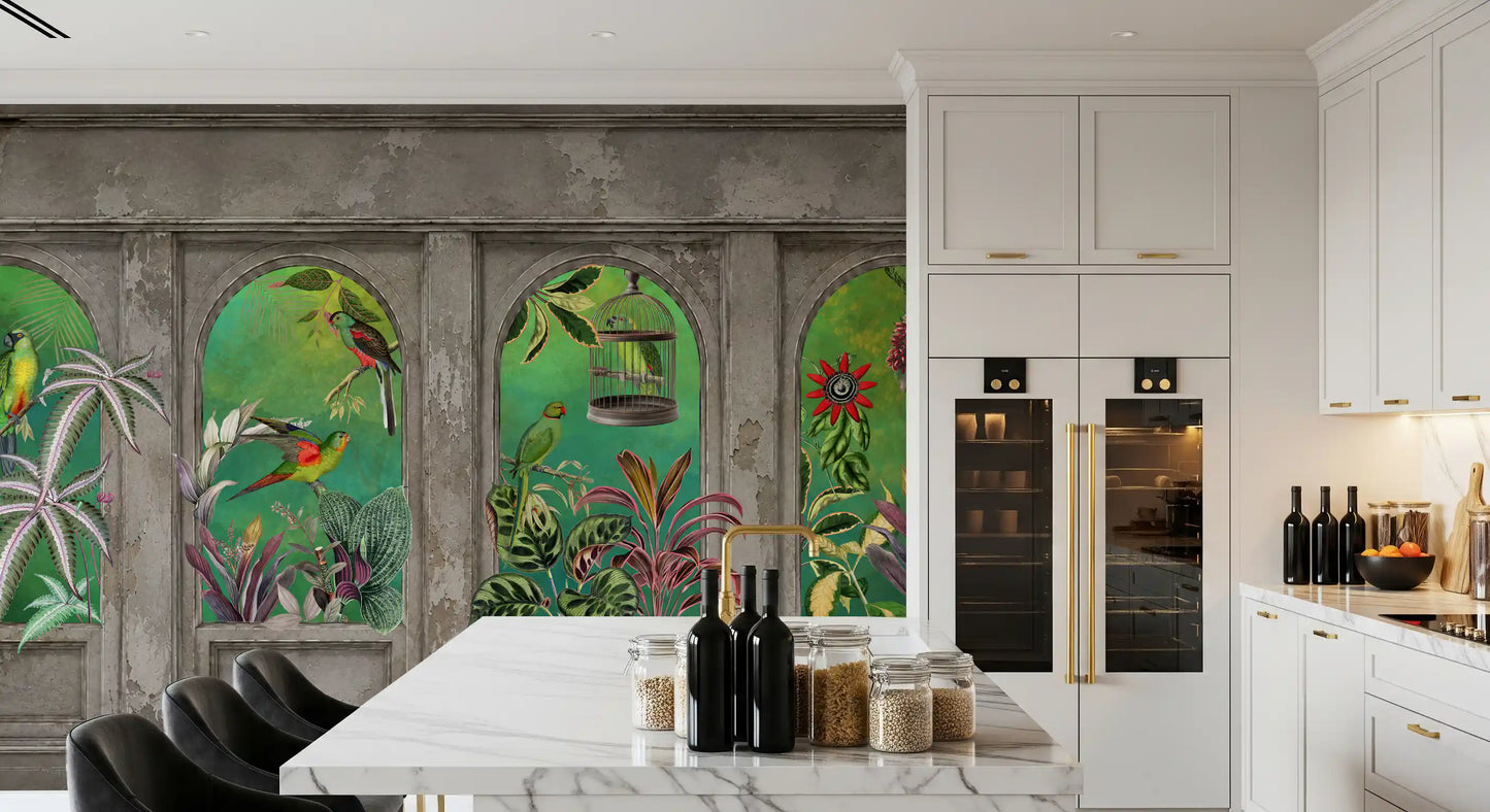 Vintage Tropical Arches Wallpaper Wall Mural