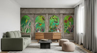 Vintage Archways Tropical Birds Wall Mural Wall Mural