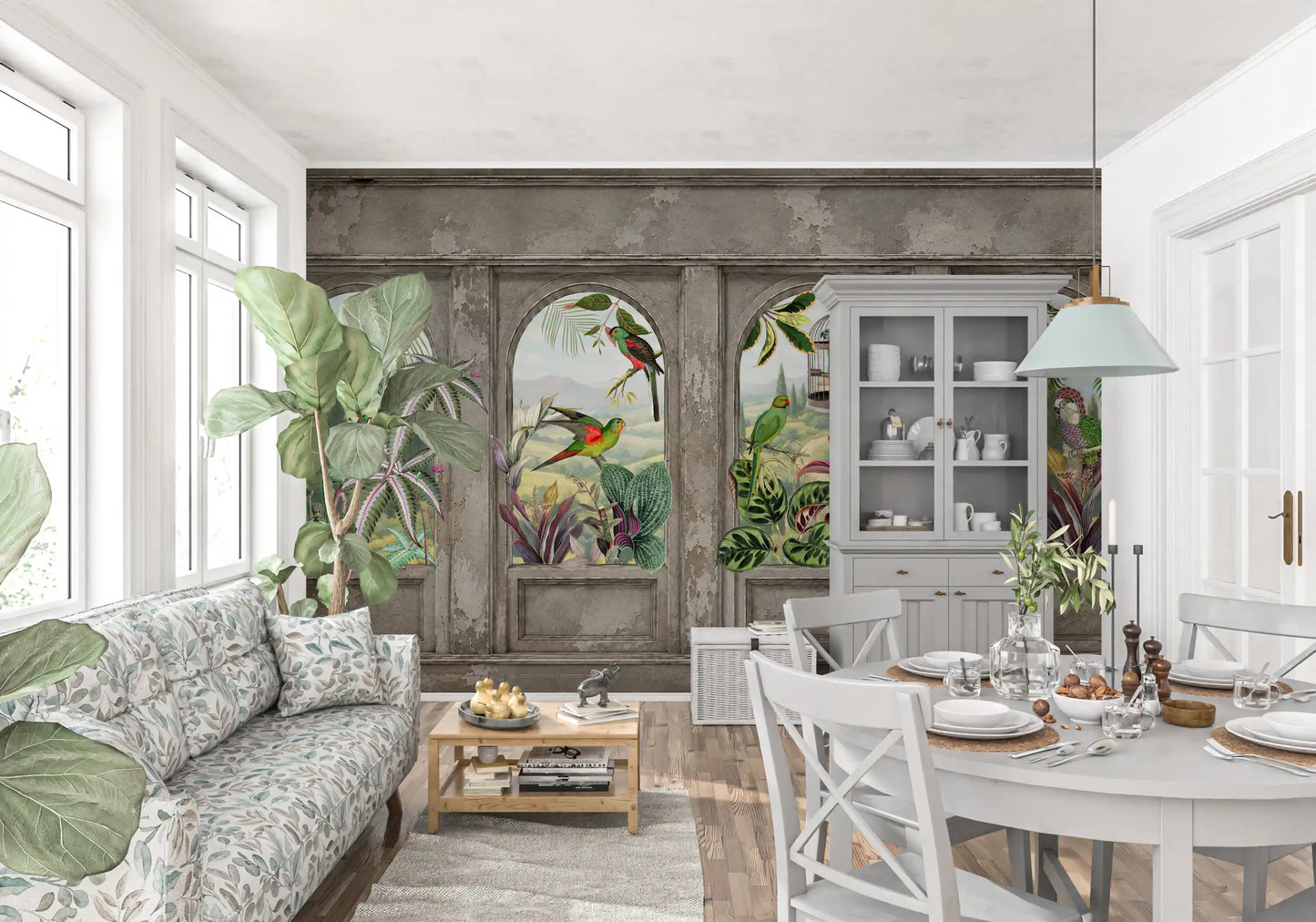 Antique Aviary Arched Wall Mural Wall Mural