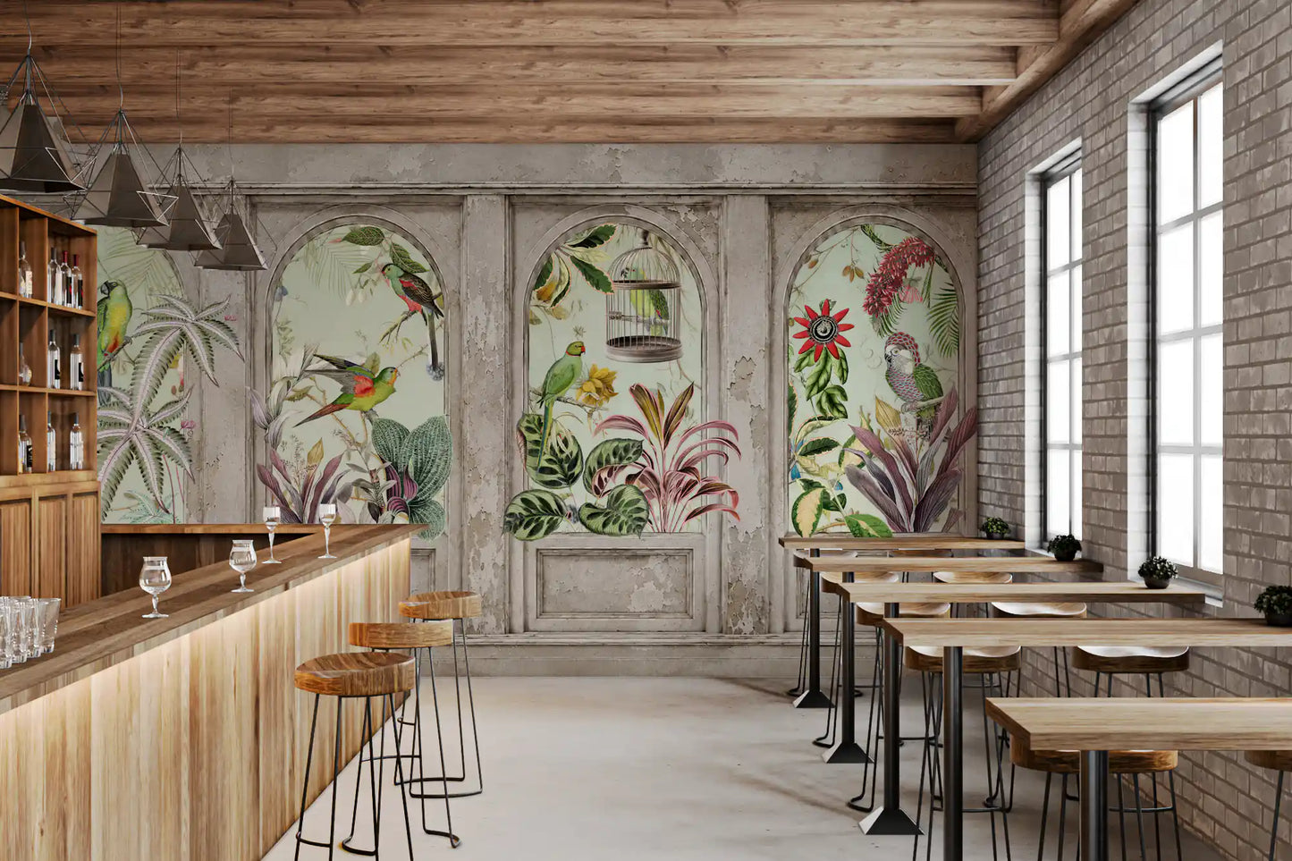 Exotic Aviary Archway Wall Mural Wall Mural