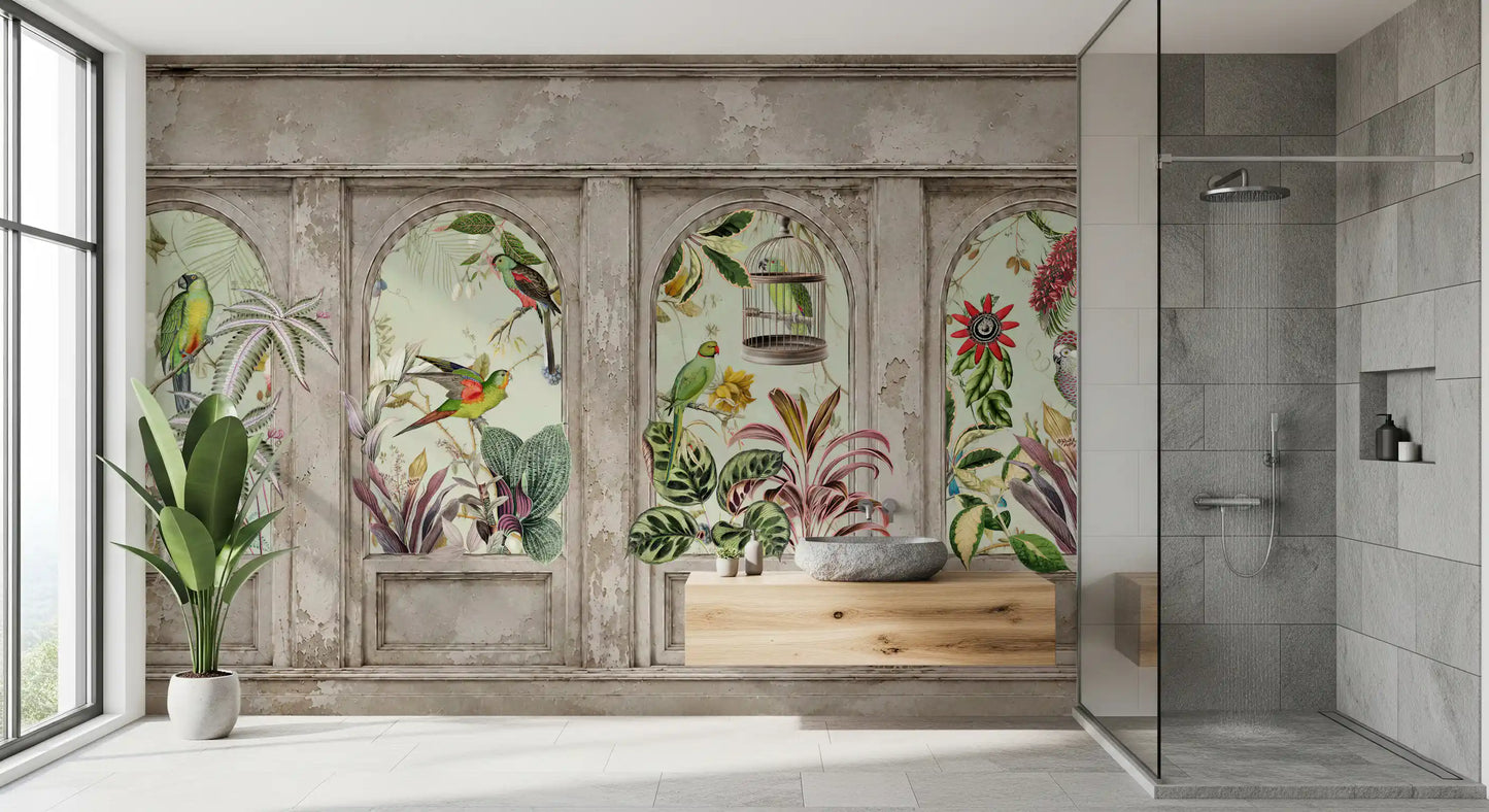Exotic Aviary Archway Wall Mural Wall Mural