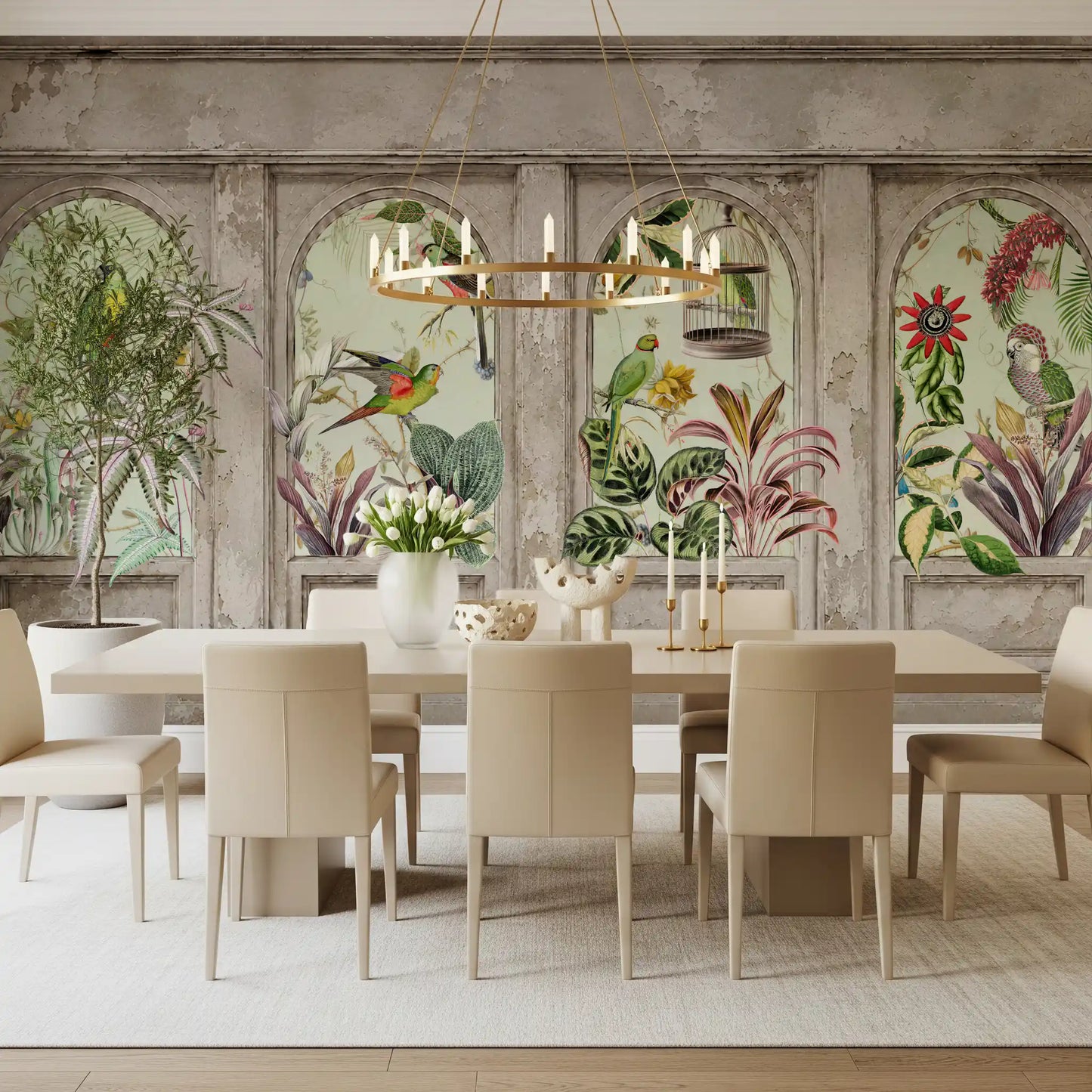 Exotic Aviary Archway Wall Mural Wall Mural