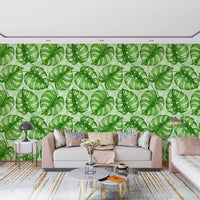 Monstera watercolor  in green Wallpaper⁠