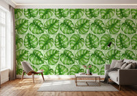 Monstera watercolor  in green Wallpaper⁠