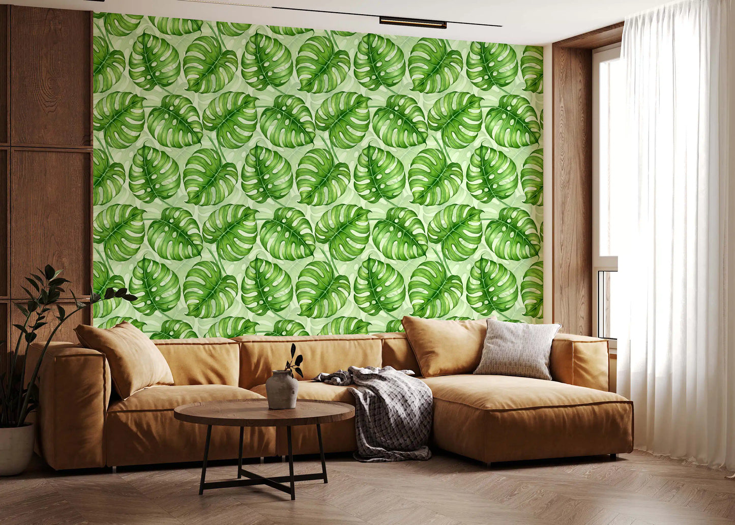 Monstera watercolor  in green Wallpaper⁠