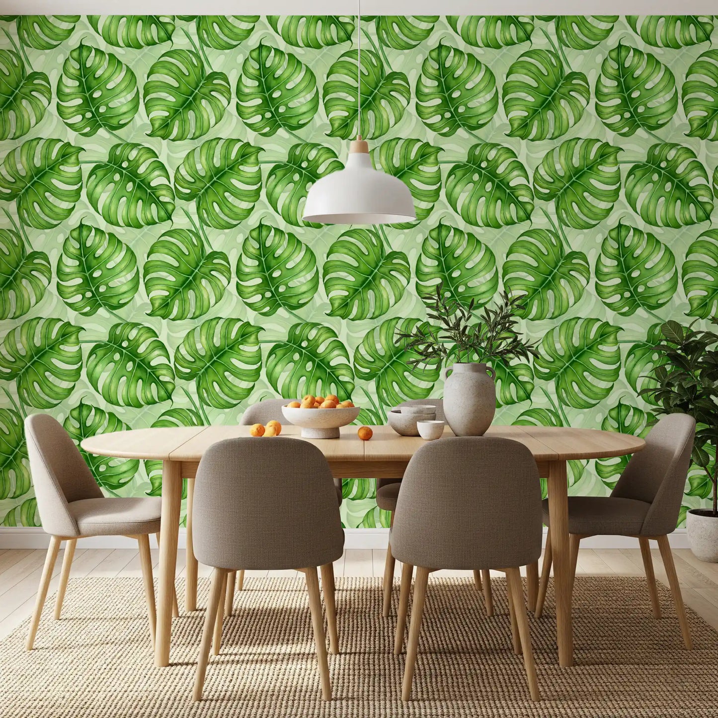 Monstera watercolor  in green Wallpaper⁠