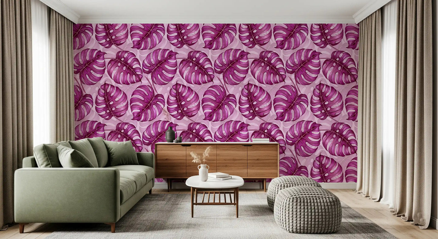 Monstera watercolor in purple Wallpaper⁠