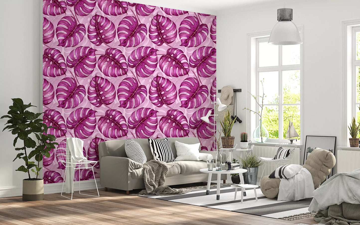 Monstera watercolor in purple Wallpaper⁠