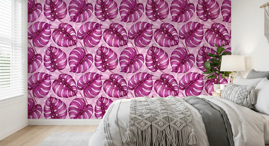 Monstera watercolor in purple Wallpaper⁠