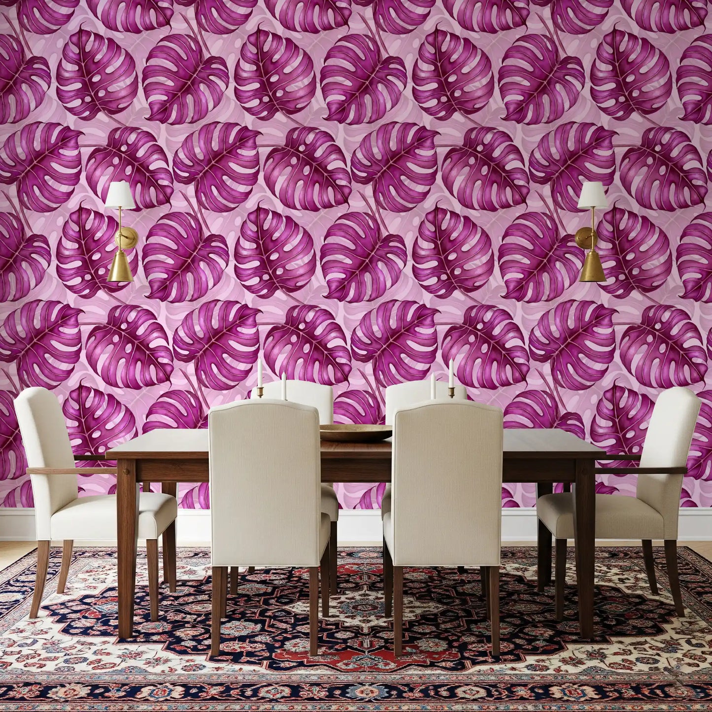 Monstera watercolor in purple Wallpaper⁠