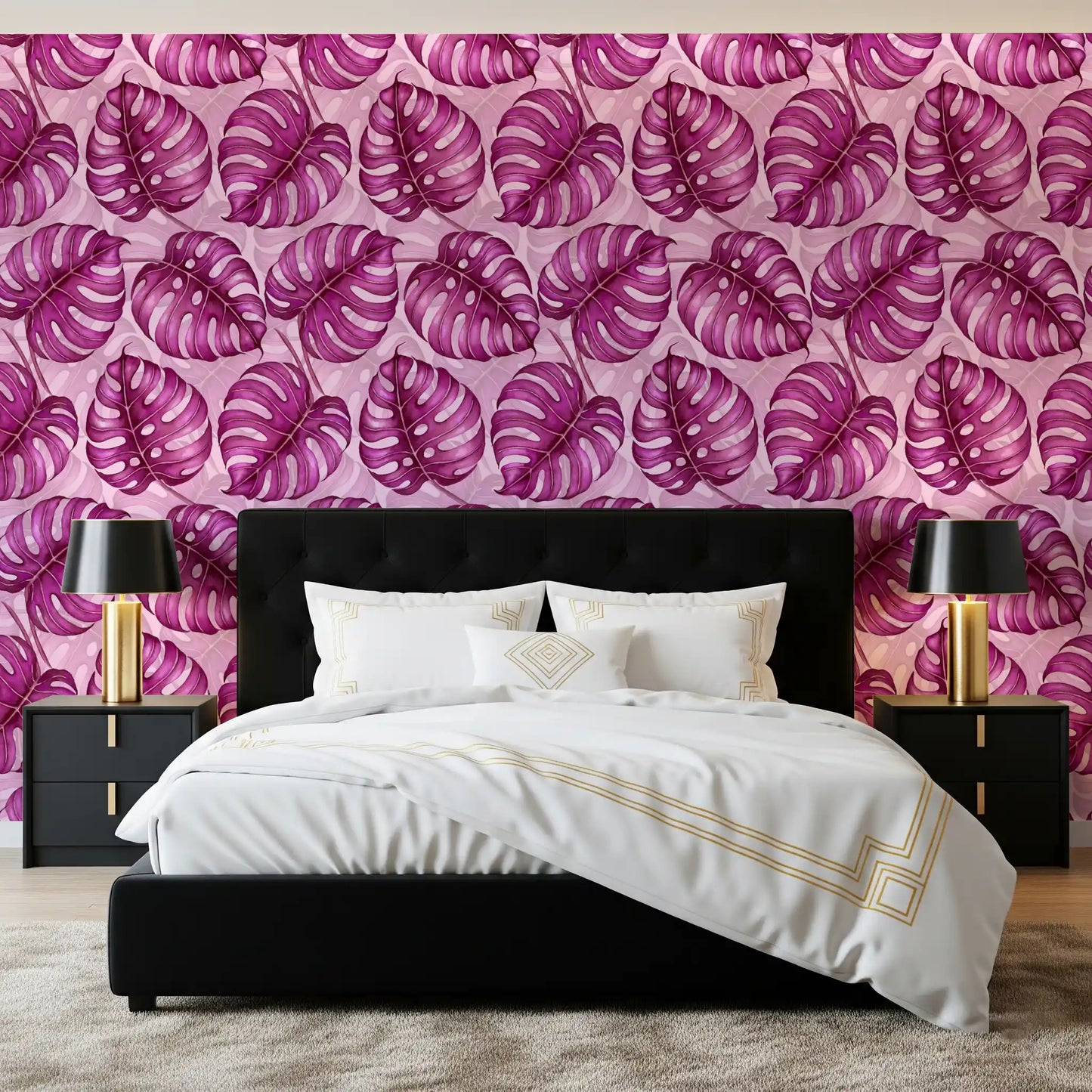 Monstera watercolor in purple Wallpaper⁠