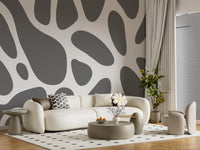 Gray Abstract Organic Fluid Shapes Wall Mural