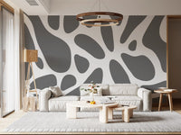 Gray Abstract Organic Fluid Shapes Wall Mural