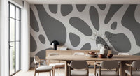 Gray Abstract Organic Fluid Shapes Wall Mural