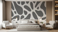 Gray Abstract Organic Fluid Shapes Wall Mural