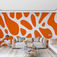 Retro Tangerine Flow Abstract Wall Mural