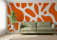 Retro Tangerine Flow Abstract Wall Mural